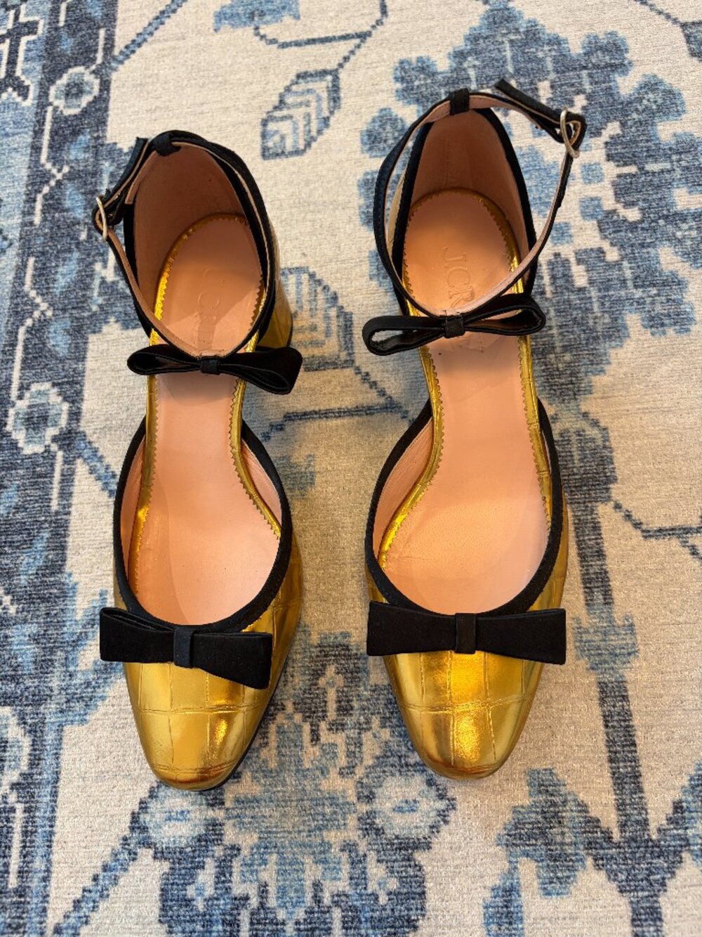J Crew Gold Party‎ Block Heels 7.5